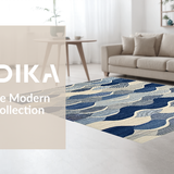 Ultra Soft Area Rug, Non Slip, Stain Resistant, Washable Area Rugs for Living Room, Bedroom, Serene Coastal Scallop Pattern(Blue)