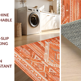 Ultra Soft Area Rug, Non Slip, Stain Resistant, Washable Area Rugs for Living Room, Bedroom, Contemporary Lattice Burnt Sienna Aesthetic(Orange)