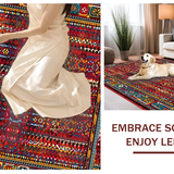 Ultra Soft Area Rug, Non Slip, Stain Resistant, Washable Area Rugs for Living Room, Bedroom, Lively Handcrafted Ethnic Arrangement(Red)