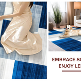 Ultra Soft Area Rug, Non Slip, Stain Resistant, Washable Area Rugs for Living Room, Bedroom, Vibrant Blue and Gray Interplay(Blue)