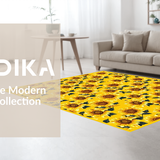 Ultra Soft Area Rug, Non Slip, Stain Resistant, Washable Area Rugs for Living Room, Bedroom, Rustic Vibrant Sunflower Illustration(Yellow)
