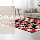Ultra Soft Area Rug, Non Slip, Stain Resistant, Washable Area Rugs for Living Room, Bedroom, Eclectic Retro Dice Aesthetic(Red)