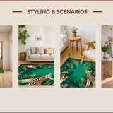 Ultra Soft Area Rug, Non Slip, Stain Resistant, Washable Area Rugs for Living Room, Bedroom, Eclectic Tropical Animal Imagery(Green)