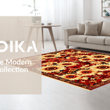 Ultra Soft Area Rug, Non Slip, Stain Resistant, Washable Area Rugs for Living Room, Bedroom, Striking Handwoven Floral Elegance(Red)
