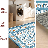 Ultra Soft Area Rug, Non Slip, Stain Resistant, Washable Area Rugs for Living Room, Bedroom, Whimsical Round Flower Design(Blue)