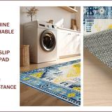 Ultra Soft Area Rug, Non Slip, Stain Resistant, Washable Area Rugs for Living Room, Bedroom, Chic Transitional Color Block Design(Blue)
