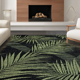 Ultra Soft Area Rug, Non Slip, Stain Resistant, Washable Area Rugs for Living Room, Bedroom, Tropical Monochrome Floral Elegance(Black)