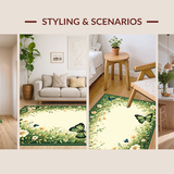 Ultra Soft Area Rug, Non Slip, Stain Resistant, Washable Area Rugs for Living Room, Bedroom, Vibrant Butterfly Botanical Print(Beige)