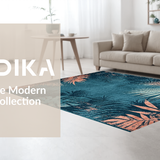 Ultra Soft Area Rug, Non Slip, Stain Resistant, Washable Area Rugs for Living Room, Bedroom, Rustic Vibrant Jungle Motif(Blue)