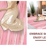 Ultra Soft Area Rug, Non Slip, Stain Resistant, Washable Area Rugs for Living Room, Bedroom, Luxurious Velvet Textured Minimalist Design(Pink)