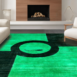 Ultra Soft Area Rug, Non Slip, Stain Resistant, Washable Area Rugs for Living Room, Bedroom, Stylish Green and White Twisted Design(Green)