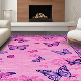Ultra Soft Area Rug, Non Slip, Stain Resistant, Washable Area Rugs for Living Room, Bedroom, Whimsical Pink Butterfly Delight(Pink)