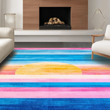 Ultra Soft Area Rug, Non Slip, Stain Resistant, Washable Area Rugs for Living Room, Bedroom, Serene Colorful Brushstroke Harmony(Pink)