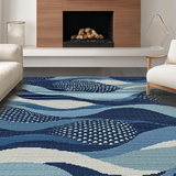 Ultra Soft Area Rug, Non Slip, Stain Resistant, Washable Area Rugs for Living Room, Bedroom, Tropical Coral Geometric Artistry(Blue)