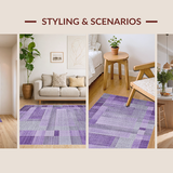 Ultra Soft Area Rug, Non Slip, Stain Resistant, Washable Area Rugs for Living Room, Bedroom, Luxurious Silver and Purple Palette(Purple)
