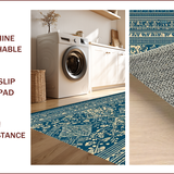 Ultra Soft Area Rug, Non Slip, Stain Resistant, Washable Area Rugs for Living Room, Bedroom, Rustic Neutral Farmhouse Kitchen Non-Slip Rug Set(Blue)