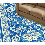 Ultra Soft Area Rug, Non Slip, Stain Resistant, Washable Area Rugs for Living Room, Bedroom, Floral Farmhouse Non-Shedding(Blue)