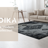 Ultra Soft Area Rug, Non Slip, Stain Resistant, Washable Area Rugs for Living Room, Bedroom, Transitional Earthy Ogee Pattern(Gray)