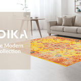 Ultra Soft Area Rug, Non Slip, Stain Resistant, Washable Area Rugs for Living Room, Bedroom, Whimsical Colorful Abstract Flourish(Yellow)