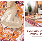 Ultra Soft Area Rug, Non Slip, Stain Resistant, Washable Area Rugs for Living Room, Bedroom, Elegant Soft Pastel Floral Design(Orange)