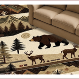 Ultra Soft Area Rug, Non Slip, Stain Resistant, Washable Area Rugs for Living Room, Bedroom, Rustic Earthy Animal Motifs(Beige)