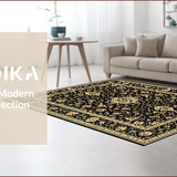 Ultra Soft Area Rug, Non Slip, Stain Resistant, Washable Area Rugs for Living Room, Bedroom, Timeless Botanical Tapestry Fusion(Black)