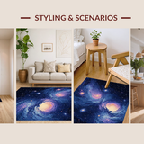 Ultra Soft Area Rug, Non Slip, Stain Resistant, Washable Area Rugs for Living Room, Bedroom, Striking Planetary Celestial Motif(Blue)