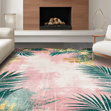 Ultra Soft Area Rug, Non Slip, Stain Resistant, Washable Area Rugs for Living Room, Bedroom, Sophisticated Tropical Medallion Style(Pink)