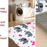Ultra Soft Area Rug, Non Slip, Stain Resistant, Washable Area Rugs for Living Room, Bedroom, Playful Cartoon Elephant Motif(Pink)