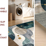 Ultra Soft Area Rug, Non Slip, Stain Resistant, Washable Area Rugs for Living Room, Bedroom, Sleek Gold and Gray Tiled Motif(Gold)