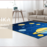 Ultra Soft Area Rug, Non Slip, Stain Resistant, Washable Area Rugs for Living Room, Bedroom, Whimsical Celestial Cartoon Imagery(Blue)