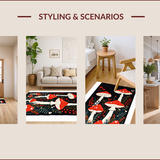 Ultra Soft Area Rug, Non Slip, Stain Resistant, Washable Area Rugs for Living Room, Bedroom, Whimsical Mushroom Motif Delight(Red)