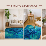 Ultra Soft Area Rug, Non Slip, Stain Resistant, Washable Area Rugs for Living Room, Bedroom, Octopus Tentacle Art Rug - Blue Digital Print(Blue)