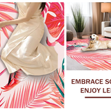 Vibrant Green Monstera Leaf Motif(Pink)