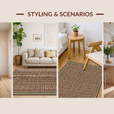 Ultra Soft Area Rug, Non Slip, Stain Resistant, Washable Area Rugs for Living Room, Bedroom, Timeless Tiled Neutral Palette(Brown)
