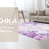 Ultra Soft Area Rug, Non Slip, Stain Resistant, Washable Area Rugs for Living Room, Bedroom, Modern Colorful Ogee Patterns(Purple)