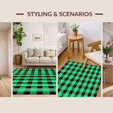 Charming Rustic Green Plaid Motif(Green)