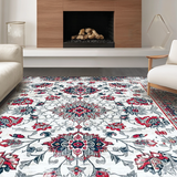 Ultra Soft Area Rug, Non Slip, Stain Resistant, Washable Area Rugs for Living Room, Bedroom, Luxurious Geometric Grey Composition(White)