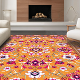 Ultra Soft Area Rug, Non Slip, Stain Resistant, Washable Area Rugs for Living Room, Bedroom, Rustic Earthy Floral Display(Orange)