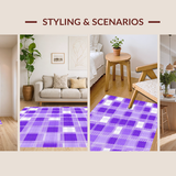 Ultra Soft Area Rug, Non Slip, Stain Resistant, Washable Area Rugs for Living Room, Bedroom, Dynamic Abstract Checkerboard Theme(Purple)