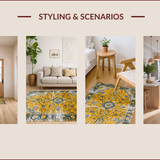 Ultra Soft Area Rug, Non Slip, Stain Resistant, Washable Area Rugs for Living Room, Bedroom, Rustic Earthy Patterned Elegance(Yellow)