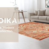 Ultra Soft Area Rug, Non Slip, Stain Resistant, Washable Area Rugs for Living Room, Bedroom, Artful Tiled Rustic Visuals(Orange)