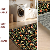 Ultra Soft Area Rug, Non Slip, Stain Resistant, Washable Area Rugs for Living Room, Bedroom, Vibrant Eclectic Nature Patterns(Black)