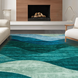 Ultra Soft Area Rug, Non Slip, Stain Resistant, Washable Area Rugs for Living Room, Bedroom, Chic Abstract Organic Flow(Blue)
