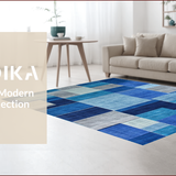 Ultra Soft Area Rug, Non Slip, Stain Resistant, Washable Area Rugs for Living Room, Bedroom, Stylish Modern Blue Tiled Motif(Blue)