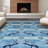 Ultra Soft Area Rug, Non Slip, Stain Resistant, Washable Area Rugs for Living Room, Bedroom, Elegant Blue Animal Motif(Blue)