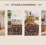 Ultra Soft Area Rug, Non Slip, Stain Resistant, Washable Area Rugs for Living Room, Bedroom, Artistic Black and Red Nature Design(Black)