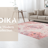 Ultra Soft Area Rug, Non Slip, Stain Resistant, Washable Area Rugs for Living Room, Bedroom, Serene Earthy Medallion Style(Pink)