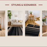 Ultra Soft Area Rug, Non Slip, Stain Resistant, Washable Area Rugs for Living Room, Bedroom, Chic Vintage Textured Accent Piece(Black)