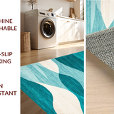 Ultra Soft Area Rug, Non Slip, Stain Resistant, Washable Area Rugs for Living Room, Bedroom, Calming Aqua Coral Abstract Flow(Blue)